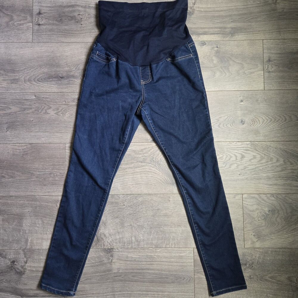 ​Liz Lange Maternity Jeans Small S 4 6 Blue Skinny Denim Over Belly Full Panel